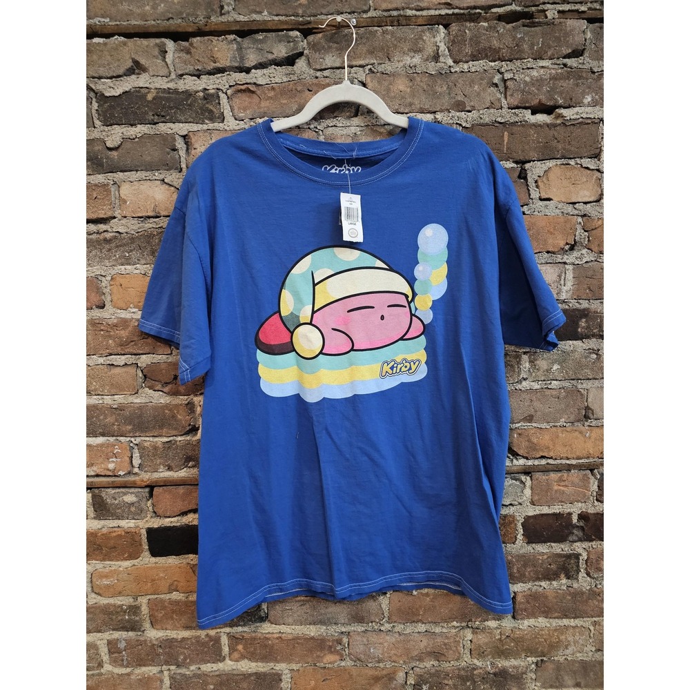 Kirby Naptime Shirt Mens Large Blue Nintendo Video‎ Game Graphic Tee T-Shirt